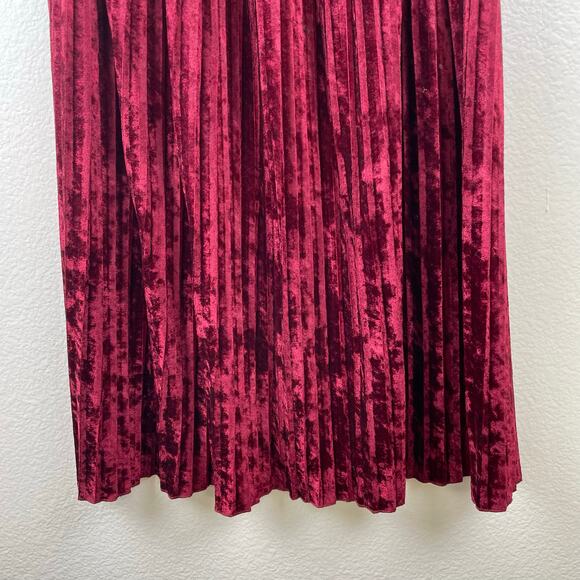 Womens Skirt Sz S Velvet Whimsigoth Witchy Burgundy Vamp Holiday Christmas Midi - Picture 7 of 9
